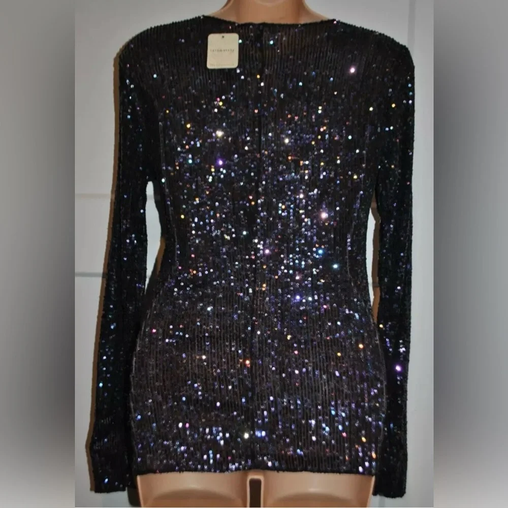 FREE PEOPLE Gold Rush Sequin Long Sleeve Top size XS Multi Colored NWT